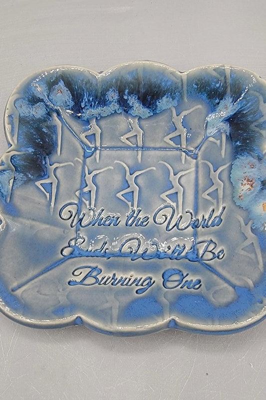 4 inch Embossed Dancer When World Ends Fancy Square Trinket Dish