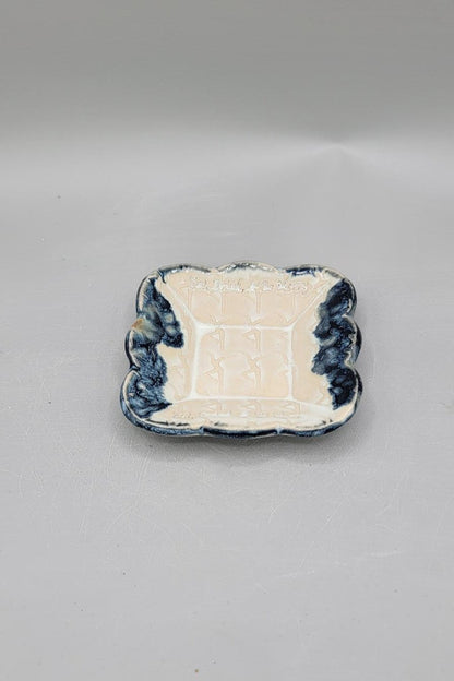 4 inch Embossed Dancer Eat, Drink Fancy Square Trinket Dish