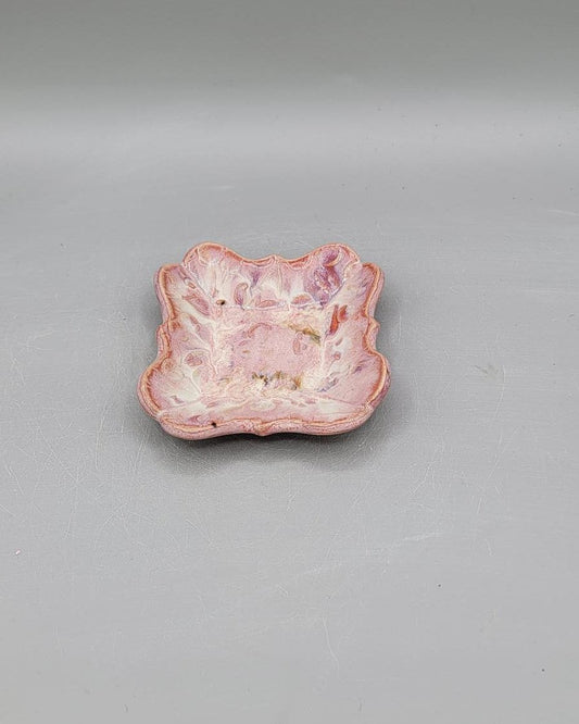 4 inch Fancy Square Trinket Dish in Pink-a-licious