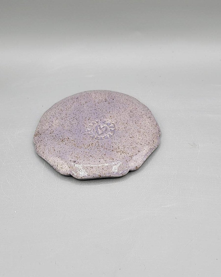 5 inch Embossed Unicorns and Stars Fancy Circle Trinket Dish in Purple