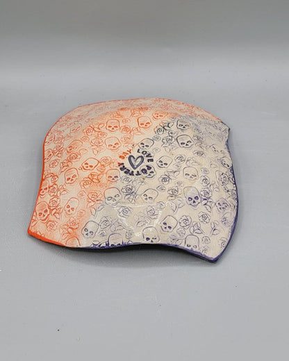 7 inch Hand Painted Spooky Fancy Square Trinket Dish