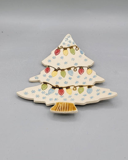 7.5 inch Hand Painted Christmas Tree Shaped Plate