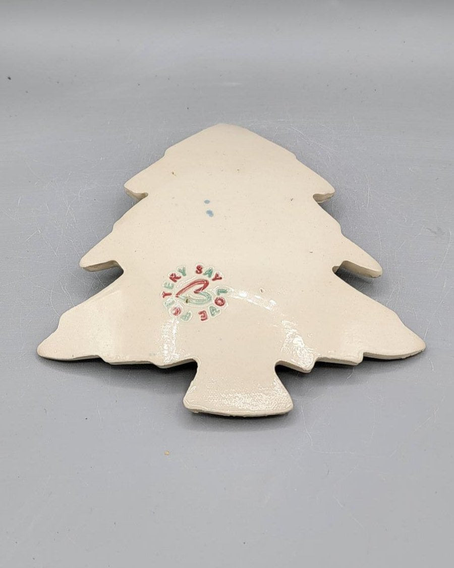 7.5 inch Hand Painted Christmas Tree Shaped Plate