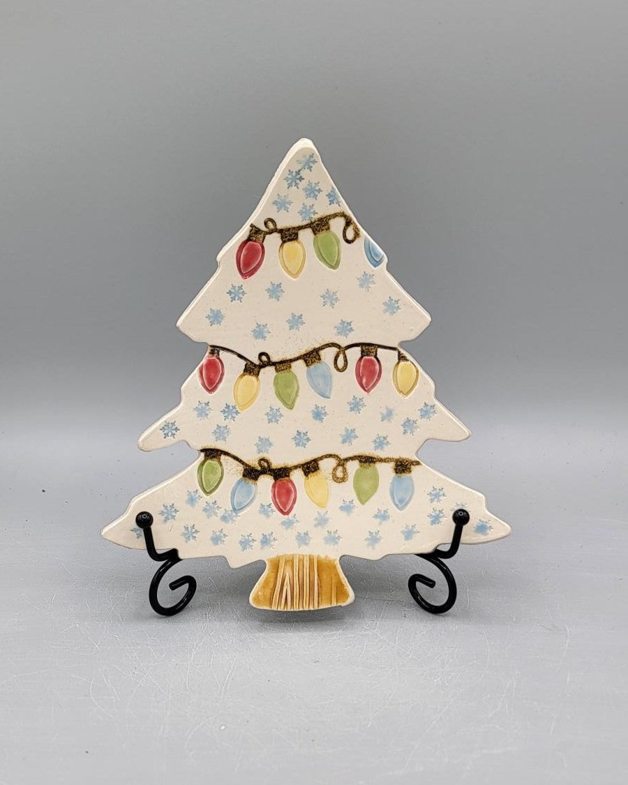 7.5 inch Hand Painted Christmas Tree Shaped Plate