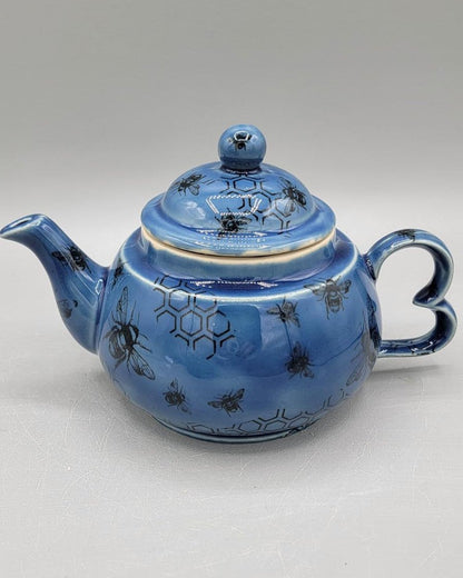 Tea for One Set with Bees and Honeycomb in Blue