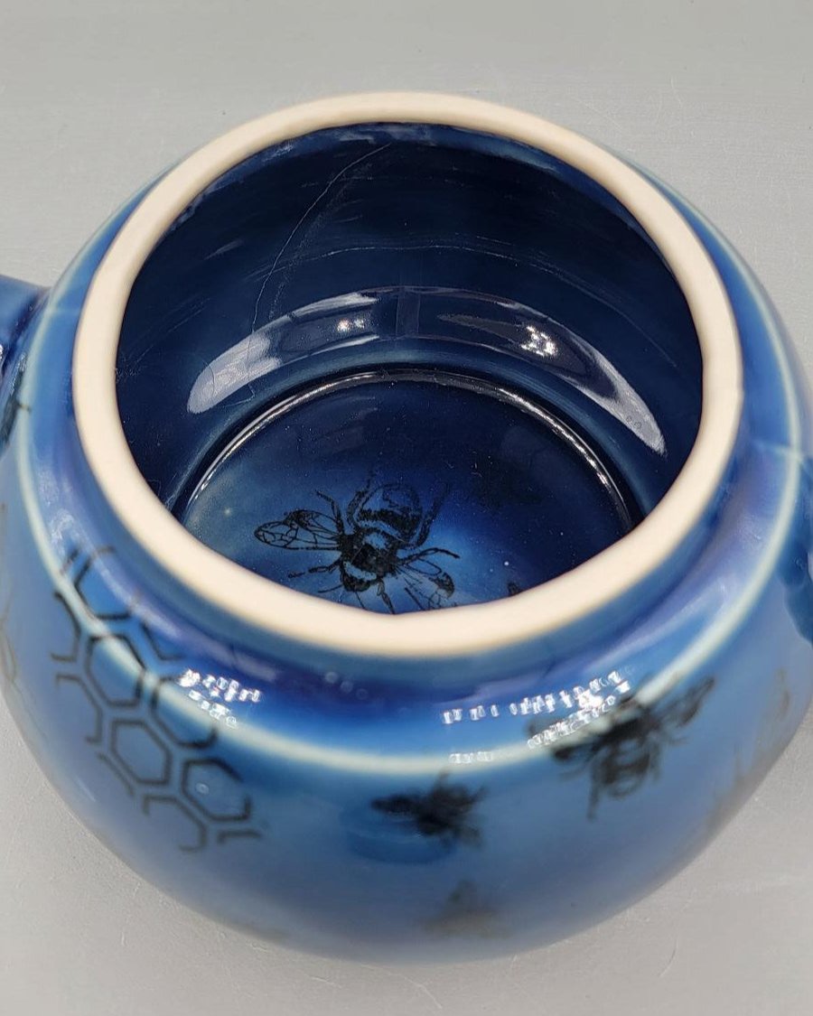 Tea for One Set with Bees and Honeycomb in Blue