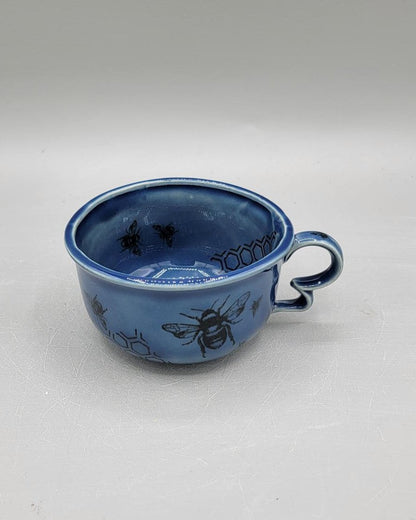 Tea for One Set with Bees and Honeycomb in Blue