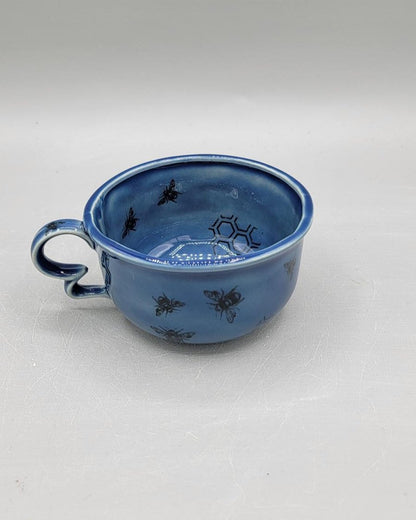 Tea for One Set with Bees and Honeycomb in Blue