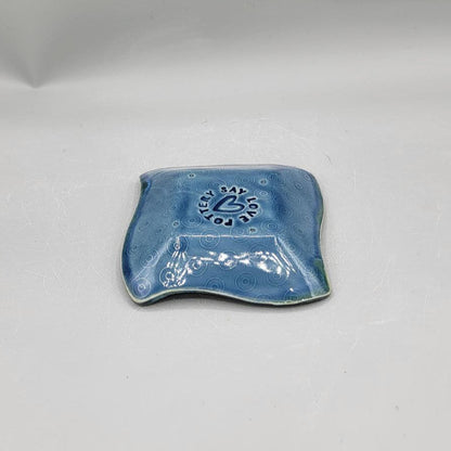 4 inch Embossed Phi...sh W/ Donut Bottom Fancy Square Trinket Dish in Caribbean Blue