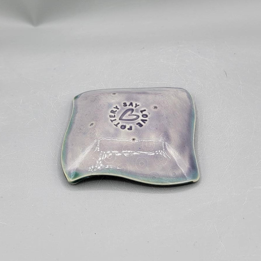 4 inch Embossed Phi...sh W/ Donut Bottom Fancy Square Trinket Dish in Alice Dreams