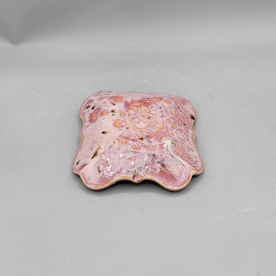 4 inch Fancy Square Trinket Dish in Pink-a-licious