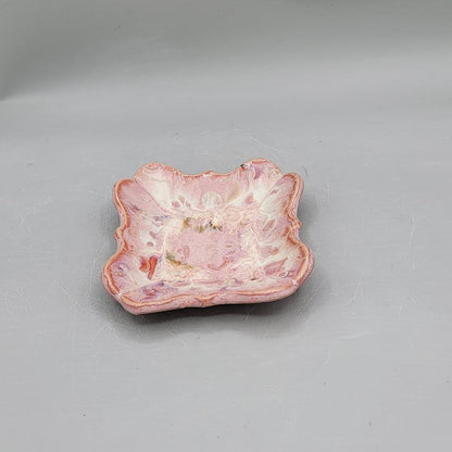 4 inch Fancy Square Trinket Dish in Pink-a-licious