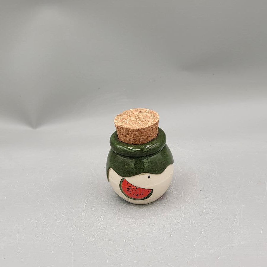 Watermelon Small Honey Pot Jar W/ Cork Top