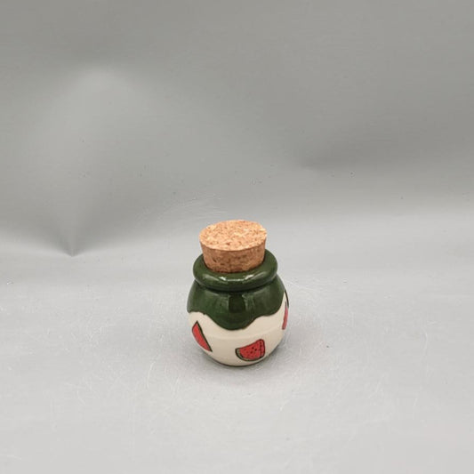 Watermelon Small Honey Pot Jar W/ Cork Top