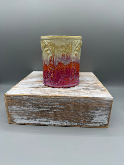 14-15 oz Embossed Sunflower Ceramic Mug in Dreamy Sunset