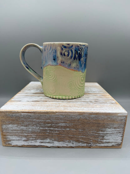14-15 oz Embossed Circle Ceramic Mug in Galaxy Lime