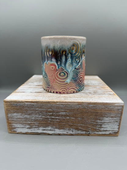14-15 oz Embossed Circle Ceramic Mug in Melty Cotton Candy