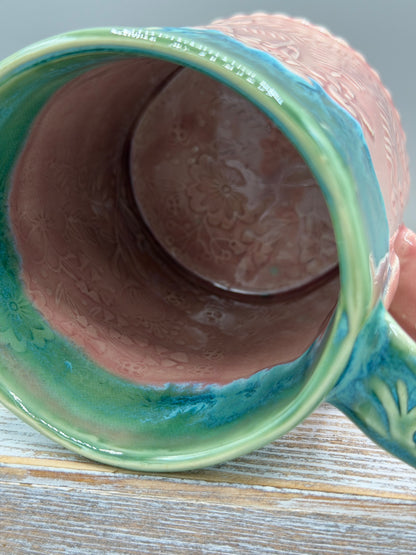 14-15 oz Embossed Flower Fields Ceramic Mug in Molly Dreams