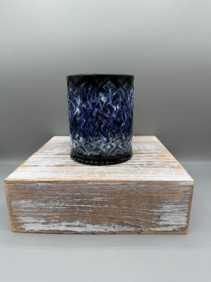 14-15 oz Embossed Diamond Ceramic Mug in Moulton Blue Lava