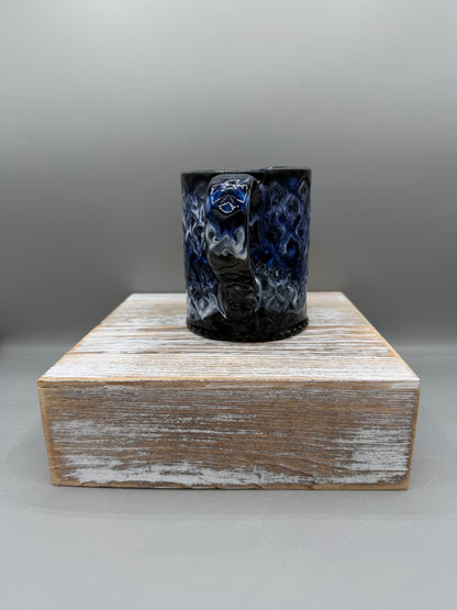 14-15 oz Embossed Diamond Ceramic Mug in Moulton Blue Lava