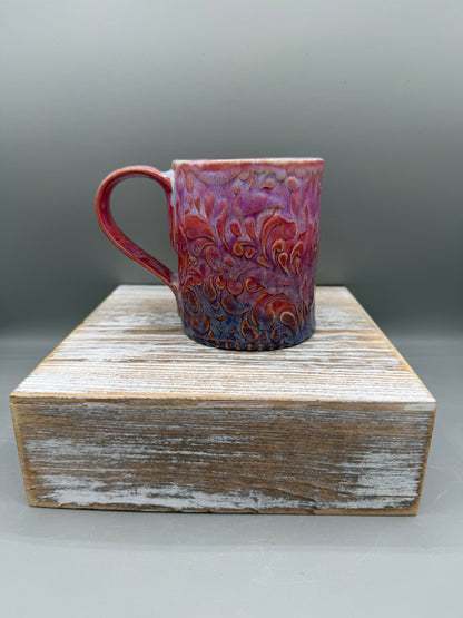 14-15 oz Embossed Paisley Ceramic Mug in Princess Ombre