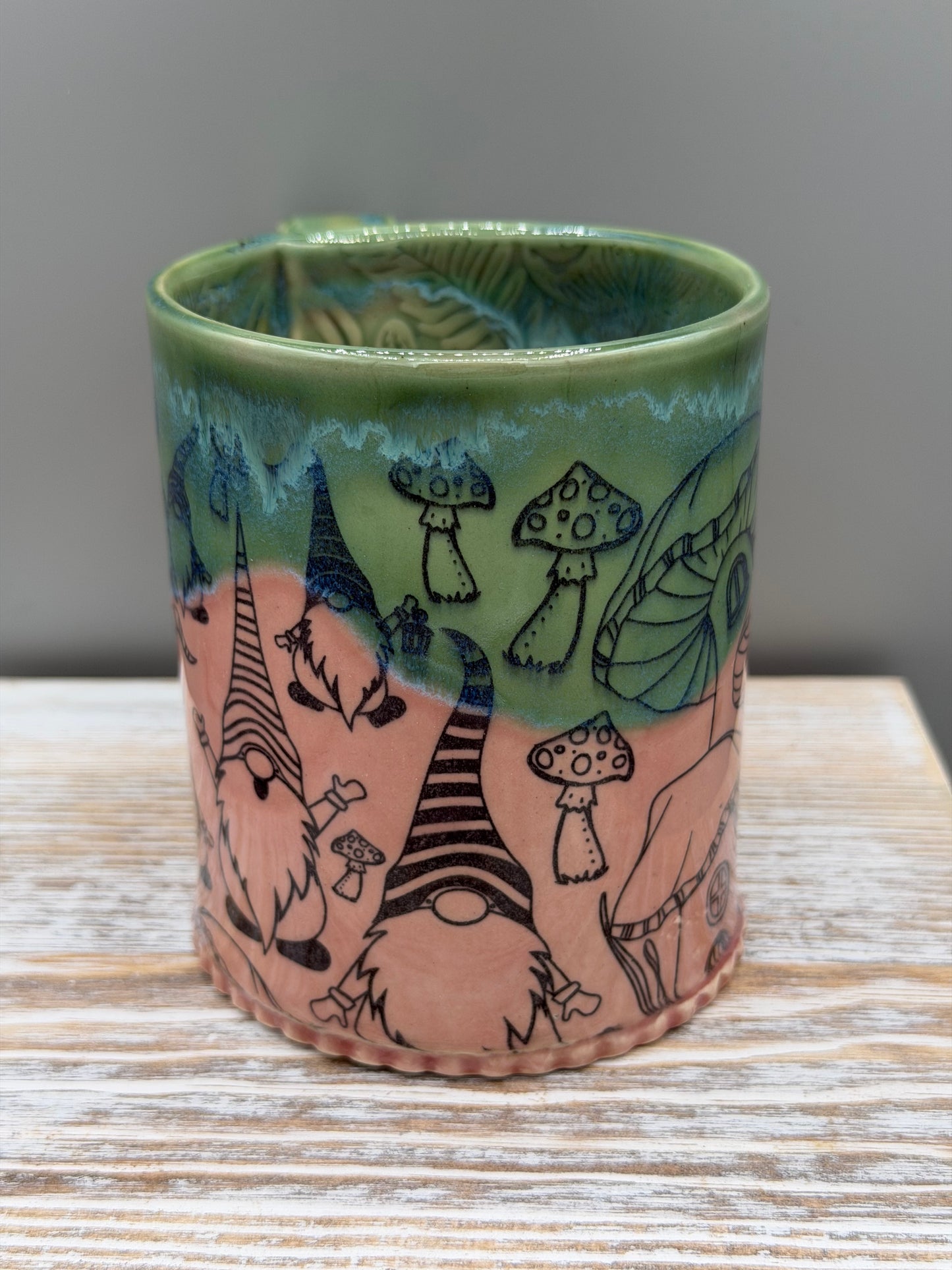 14-15 oz Mushroom & Gnome Ceramic Mug in Molly Dreams