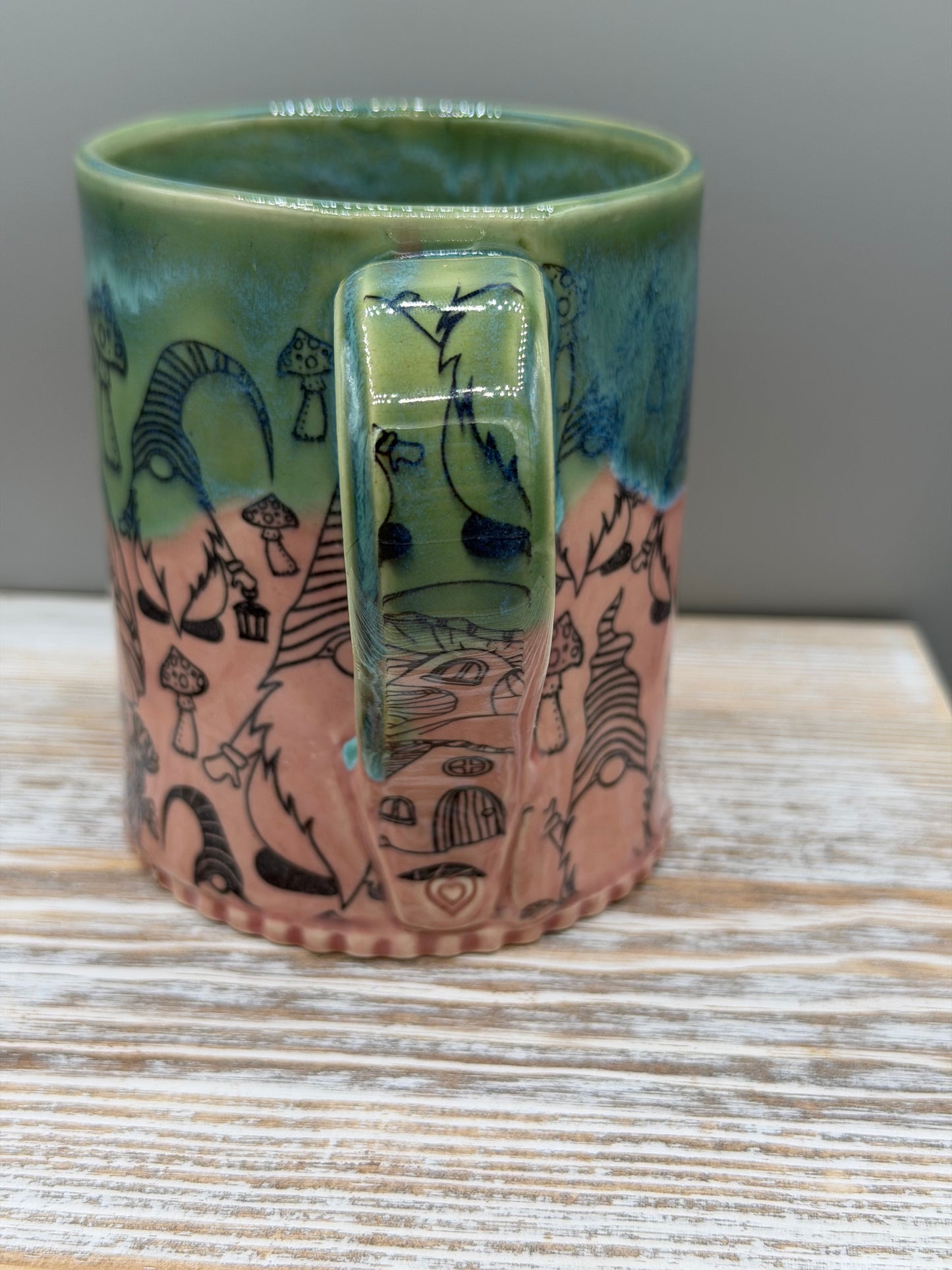 14-15 oz Mushroom & Gnome Ceramic Mug in Molly Dreams