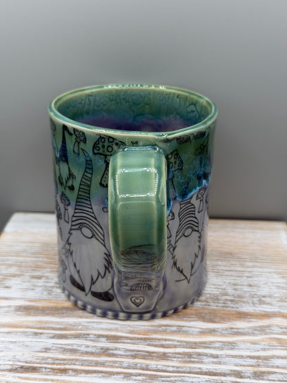 14-15 oz Mushroom & Gnome Ceramic Mug in Alice Dreams
