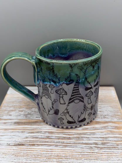 14-15 oz Mushroom & Gnome Ceramic Mug in Alice Dreams