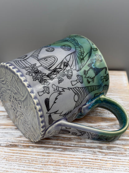 14-15 oz Mushroom & Gnome Ceramic Mug in Alice Dreams