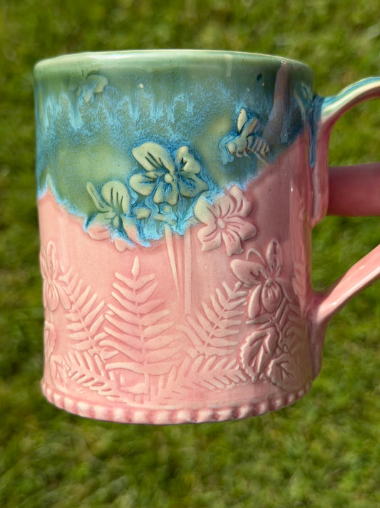 14-15 oz Embossed Flower Fields Ceramic Mug in Molly Dreams