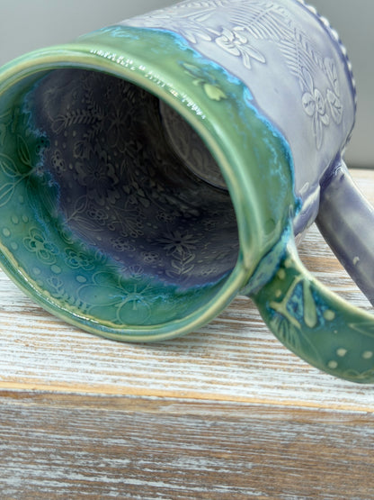 16-17 oz Embossed Flower Fields Ceramic Mug in Alice Dreams
