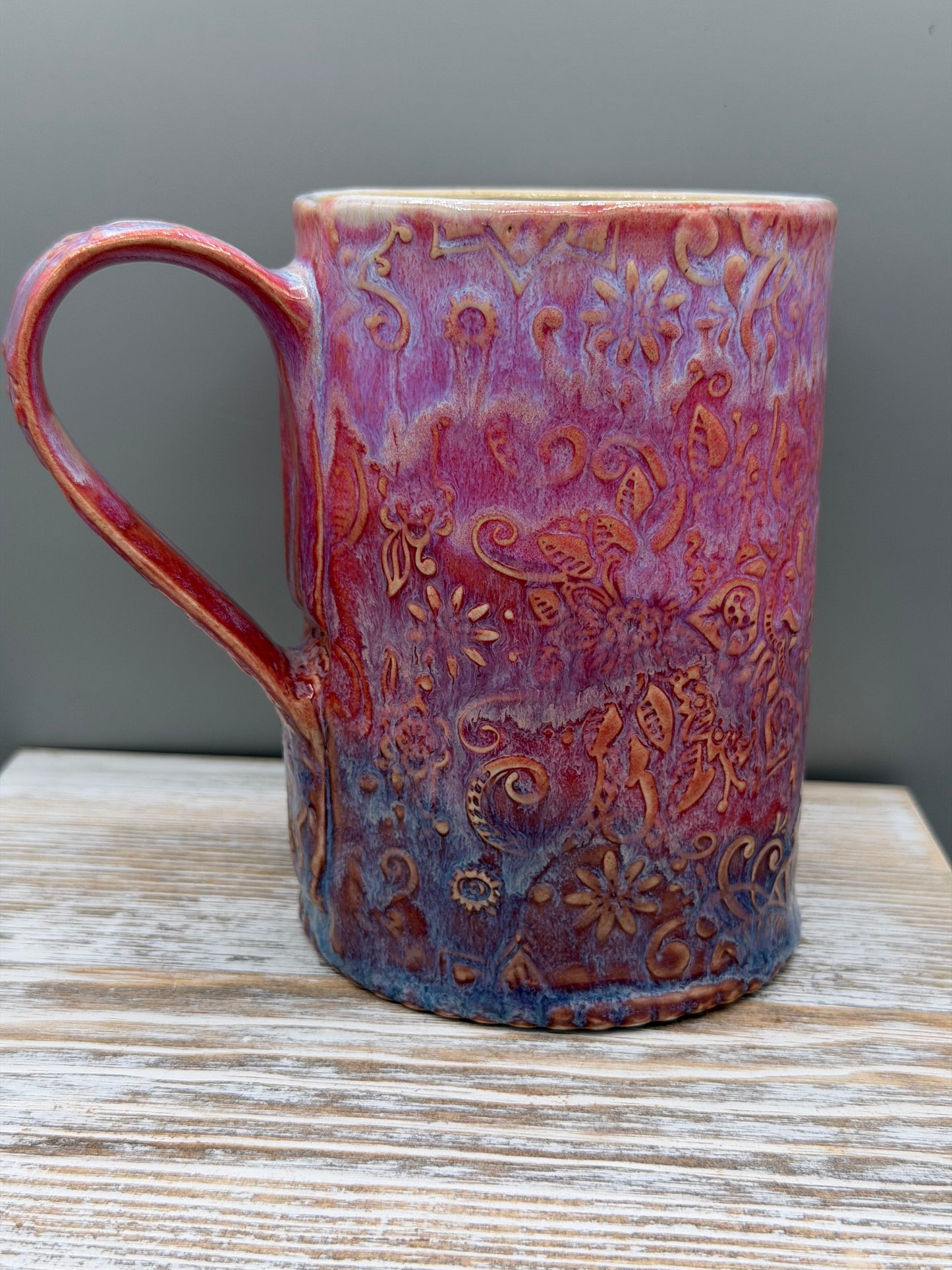 16-17 oz Embossed Mandala Ceramic Mug