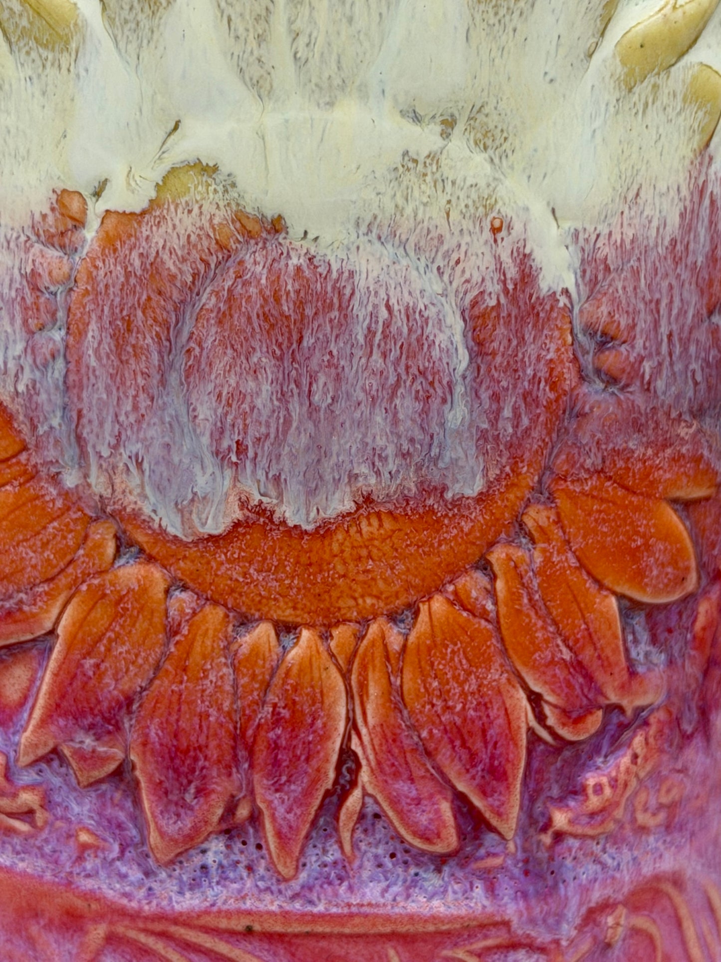 16-17 oz Embossed Sunflower Ceramic Mug in Dreamy Sunset