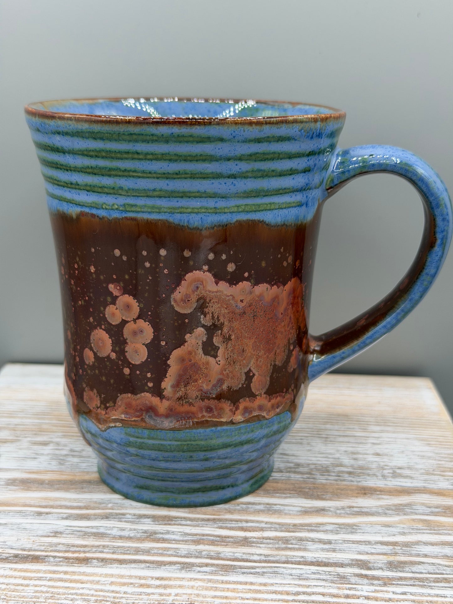 16-17 oz Ceramic Mug in Copper & Blue #2