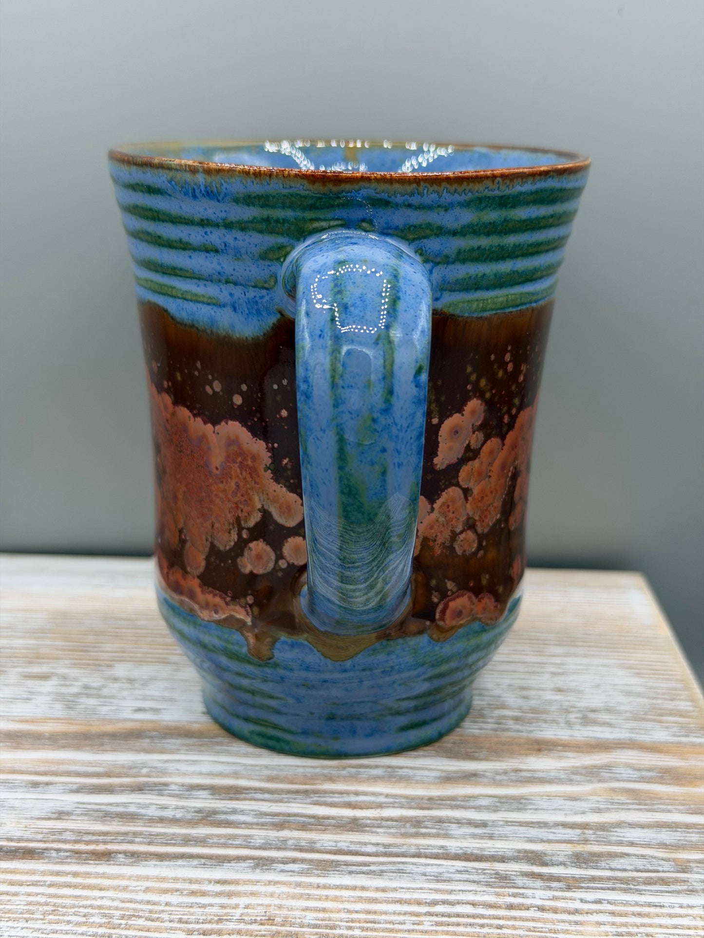 16-17 oz Ceramic Mug in Copper & Blue #2