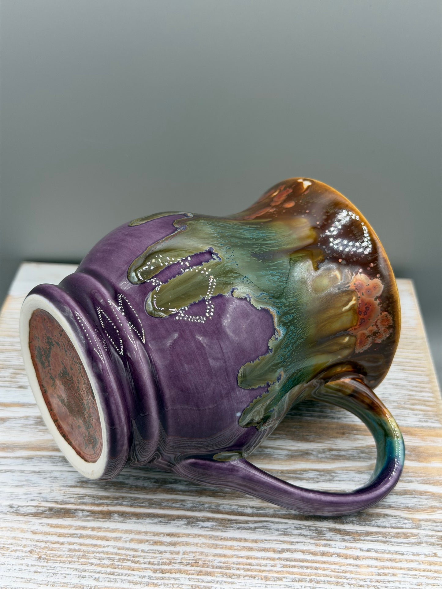 16 oz Ceramic Mug in Melting Copper to Purple