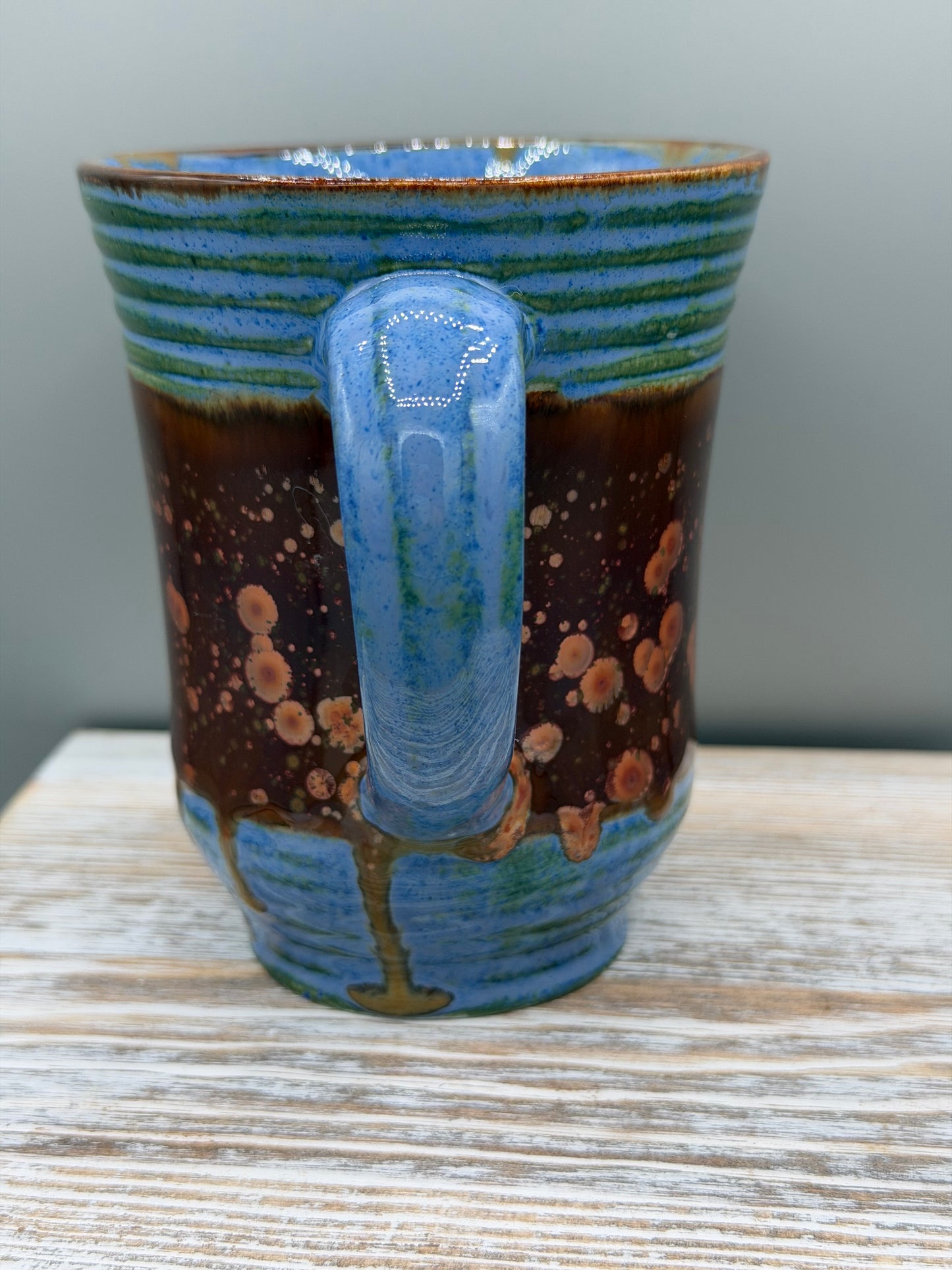 16-17 oz Ceramic Mug in Copper & Blue #1