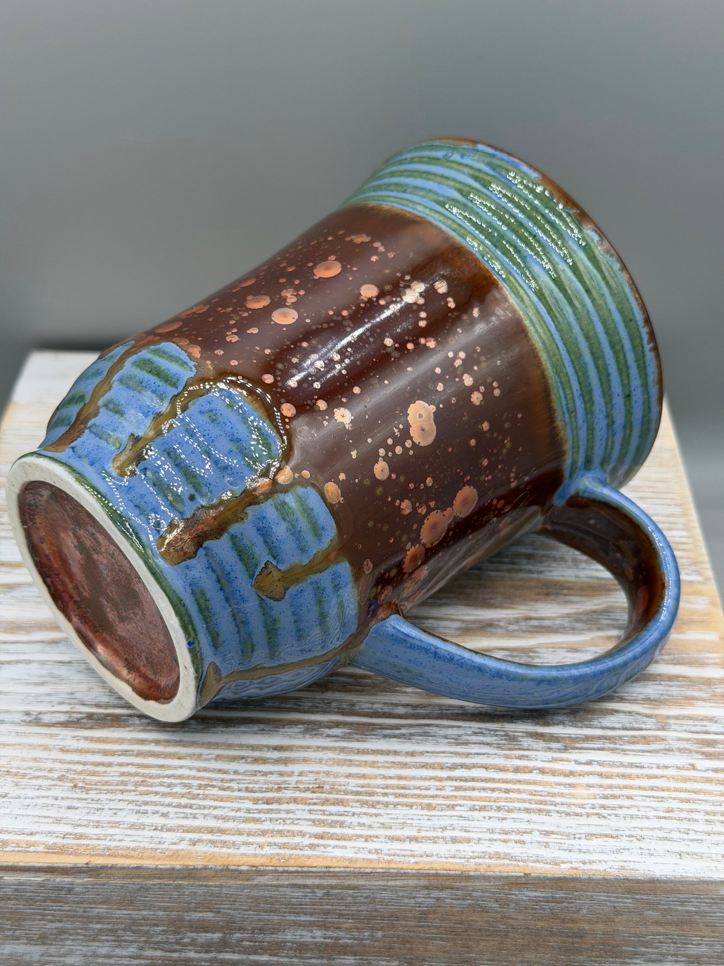 16-17 oz Ceramic Mug in Copper & Blue #1