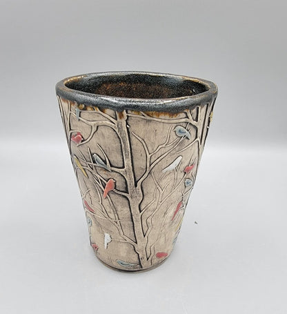 16 oz Hand Painted and Embossed Birds Tumbler