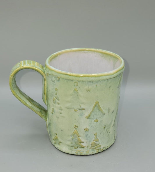 Embossed Holiday Trees Line in Mugs, Platters, Trinket Dishes and Spoon Rests