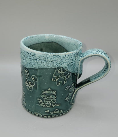 Embossed Holiday Animals Coffee Mug in Rainforest