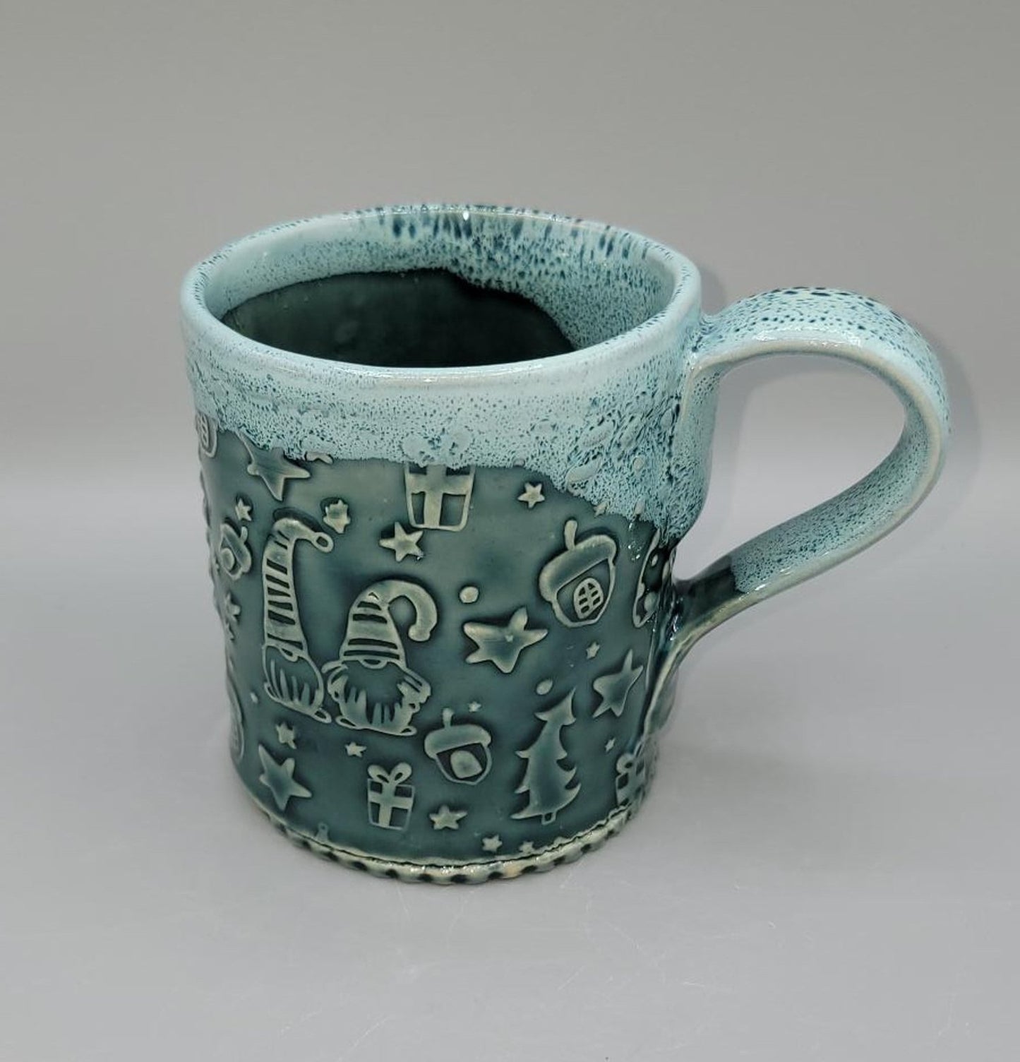 Embossed Holiday Gnomes Coffee Mug in Rainforest