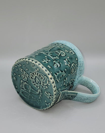 Embossed Holiday Gnomes Coffee Mug in Rainforest