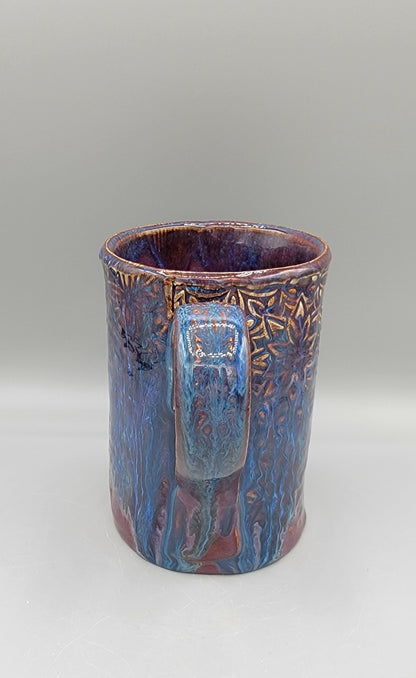 16 oz Embossed Geometric Coffee Mug In Dreams Come True Blue
