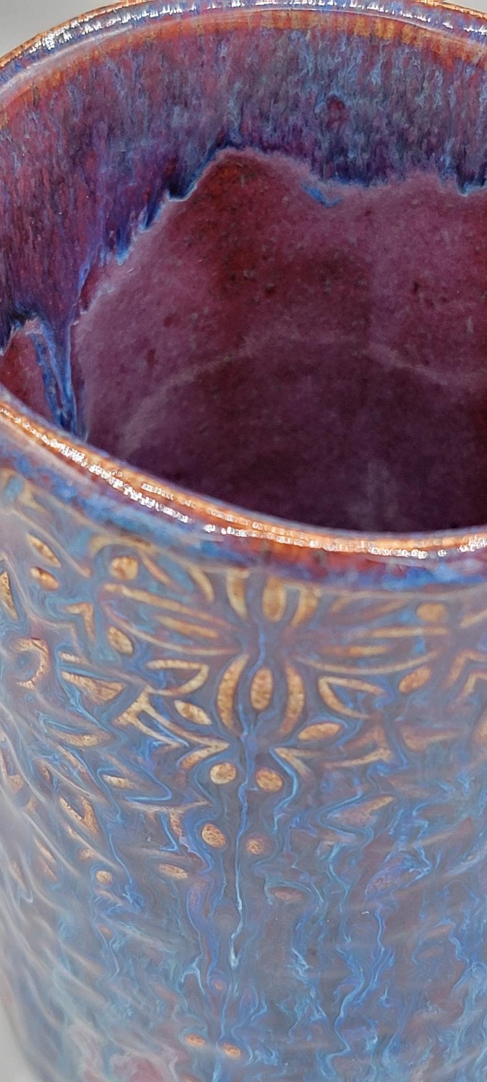 16 oz Embossed Geometric Coffee Mug In Dreams Come True Blue